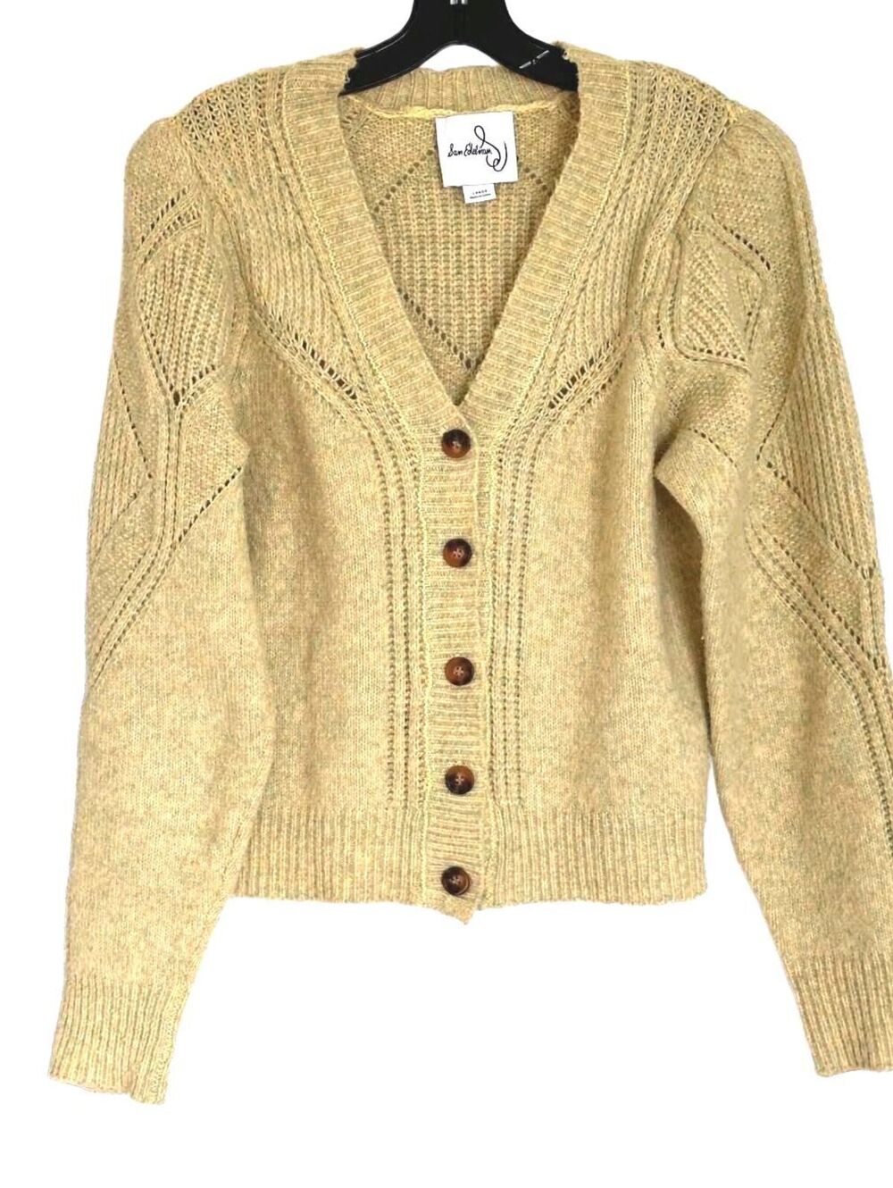 Sam Edelman Julietta Yellow Pointelle Knit Cardigan Women’s - Large